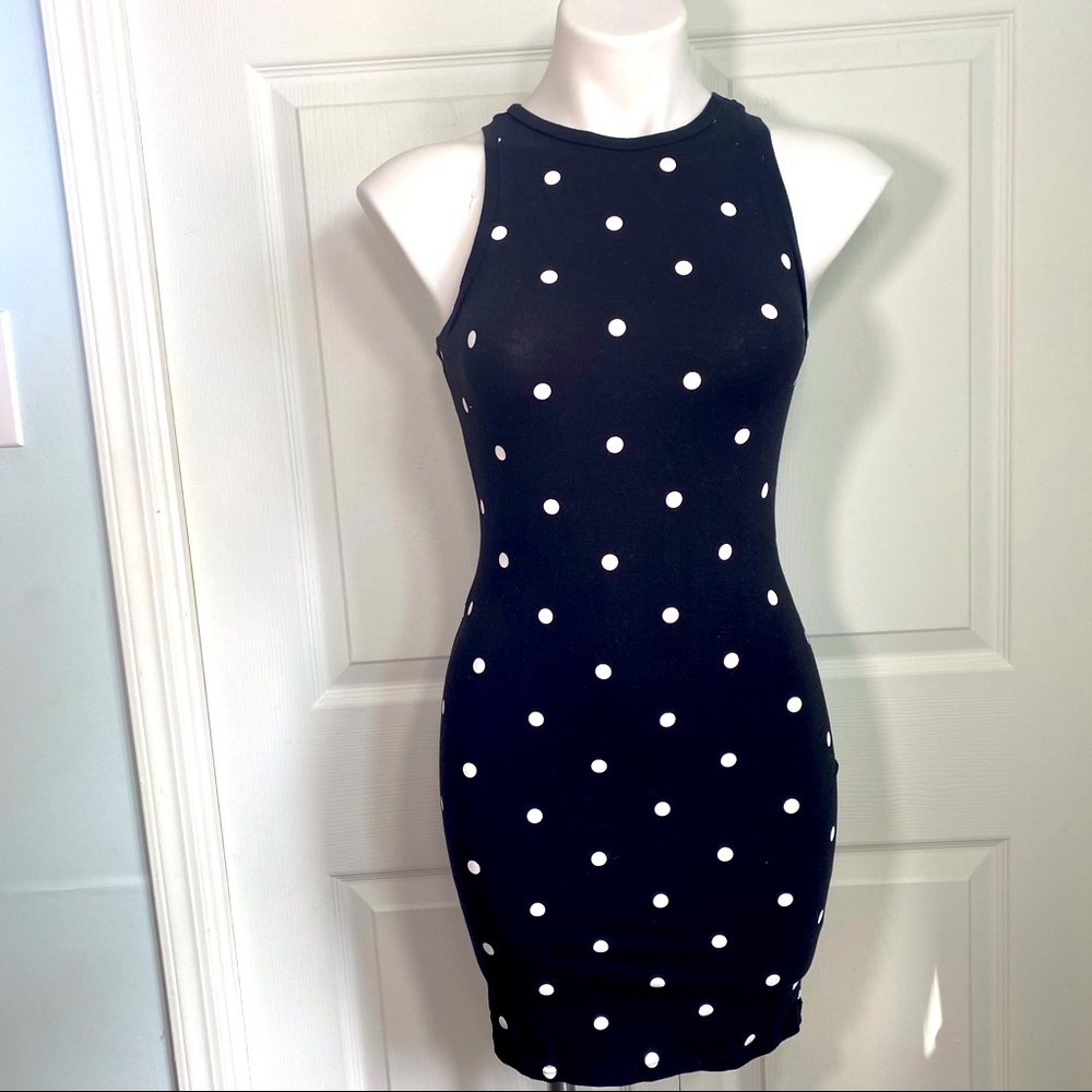 Derek Heart Polka-Dot Fitted Dress